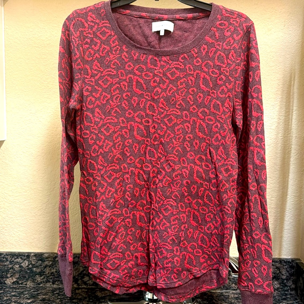 Lucky Brand red cheetah print pullover